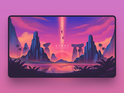 Stray art cover art design illustration landscape nature purple river sky space texture