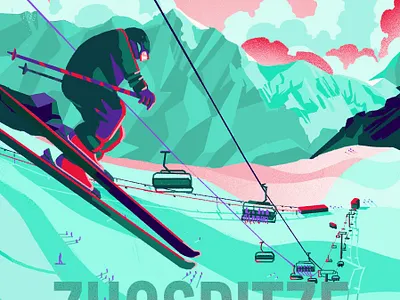 Zugspitze Mountain brand illustration digital illustration digital painting editorial illustration illustration photoshop illustration poster art