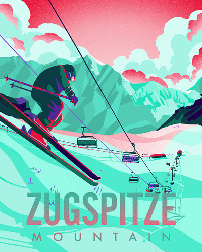Zugspitze Mountain brand illustration digital illustration digital painting editorial illustration illustration photoshop illustration poster art