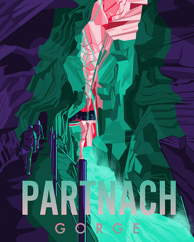 Partnach Gorge brand illustration digital illustration digital painting editorial illustration illustration photoshop illustration poster art