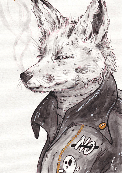 Big Bad Wolf blacknwhite character character design design illustration illustration art ink inking inktober line art smoke wolf