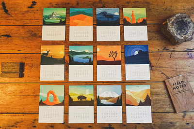 National Park Calendar Cards 2020 badge calendar mountain national park national park service national parks nature nature illustration parks