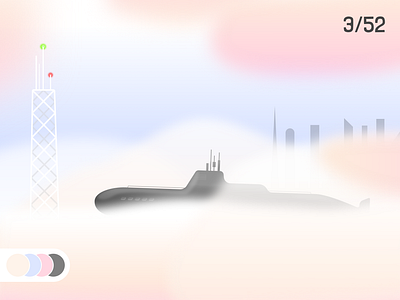 Submarine in the sky challenge clouds fog illustration sketch sketchapp sky sky city submarine vector