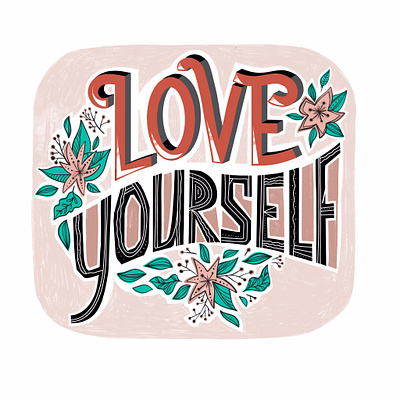 Love yourself card cute design doodle drawing flower hand drawn handdrawn illustration lettering love quote scandinavian swirl valentinesday vector