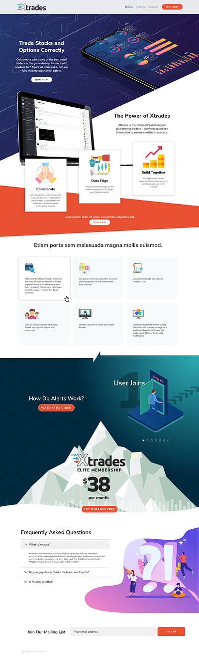 Xtrades Landing Page design landing page website