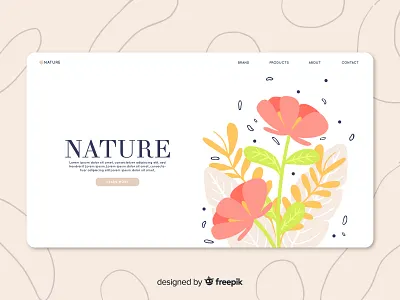 Floral Landing Page branding design download download mockup flowers free download freebie home page illustration landingpage ui vector vector illustration web design