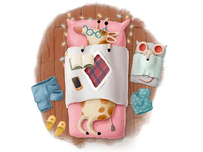 It's time to go to bed :) animal illustration animals characters animals clipart baby animals cartoon christmas eve cute animals giraffe illustration mouse