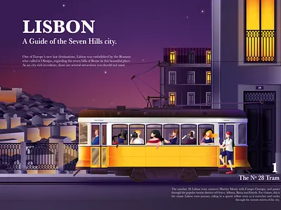 Lisbon's Tram colorful editorial illustration illustration vector