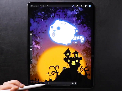 Ghostly Cat 👻 animation castle cat catroon character design drawing ghost halloween halloween2019 icon illustration ipad motion night procreate procreate5 speedpaint tutorial web