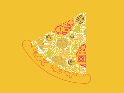 Pizza x Icon Pattern backpack book camera food gamepad icon lifestyle mural noodle outline pattern phone phones pizza plant stroke