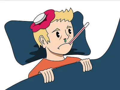 Screen Shot 2 58 56 PM illustration kid kids illustration sick thermometer vector