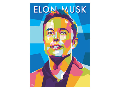 Elon Musk Pop Art artwork artworks colorful elonmusk illustration illustrator pop art portrait poster print public figure space x tesla vector wpap