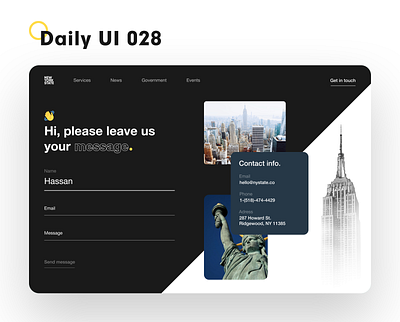 Daily UI 028 - Contact form contact contact form contact us daily 100 challenge daily ui dailyui new york new york city ui uiux ux