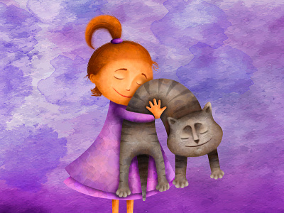 Girl and cat illustration art creative design designer digital art digital illustration grapgic design graphic illustration illustrator