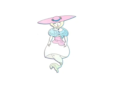 Bearded lady character design flat design fur illustration mermaid