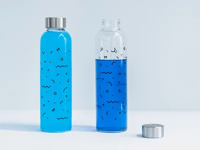 Water Bottle branding design drink flat goodies icon movio pattern swag water bottle