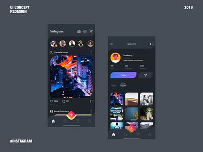 Instagram UI Redesign app concept dark app dark mode dark ui dribbble instagram instagram concept instagram redesign instagram ui interaction design popular redesign ui ui app ui app design uidesign ux web web design