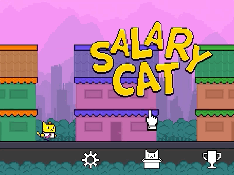 SalaryCat Casual Game Title Screen android app casual casual game cat cats game game art game design ios kitten kittens mobile pixel pixel art pixelart run cycle runner running salary