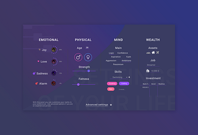 The settings panel of your life dailyui dailyui 07 design figma ui web