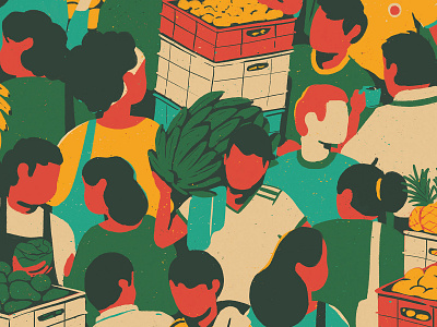 Fruit Market art bacanika children cultura digital editorial fruit frutas illustration latam latinoamerica magazine market mercado poster salon vegetables verduras