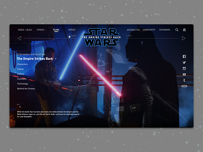 #1.7 Shots for Practice | Star Wars: The Empire Strikes Back branding clean design disney illustration landing landing page logo design minimal movie redesign responsive sketch star wars the empire strikes back typography ui ux web website