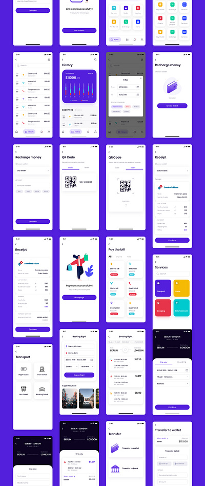 MOLLET - Wallet app UI Kit bank bank app bank card banking banking app booking clean ui finance finance app flight flight booking illustration transfer transport ui design ui kit user interface wallet wallet app wallets
