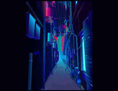 Shanghai Alley at night graphic design illustration illustrator night shanghai street vector