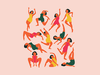 Modern Dancers dance figures illustration minimal movement