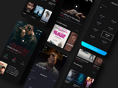 Movie app dark theme animation app app design icon illustration typography ui ux vector web 暗黑模式 概念 界面设计