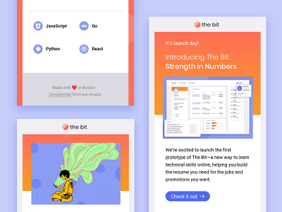 The Bit — Email Templates coding email design email template flat design girls who code illustration marketing mobile online learning saas startup tech tutorial