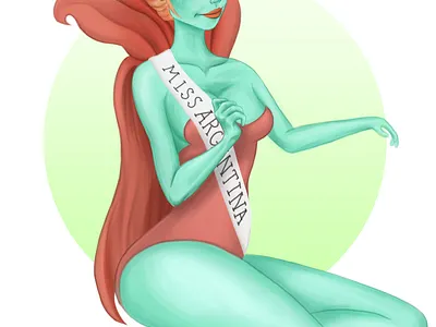 Ooo-la-la, Miss Argentina beetlejuice digital illustration digital paint digital painting gradient halloween halloween bash halloween design mint monster pastel photoshop scary spooky tim burton undead wacom wacom cintiq weekly warm up zombie