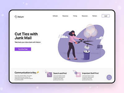 Helium - Email Organization Landing Page UI Design app design desktop email email marketing landing landing design landing page mailchimp marketing marketing site productivity sendgrid software design ui ux website work