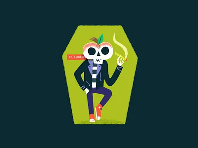 The Bad Apple creature halloween iillustration smoking