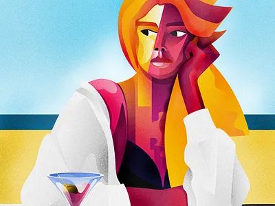 Summer cocktail bold cocktail contrast design geometric art geometric illustration graphic graphic design illustration portrait purple summer vector vector art vector illustration woman yellow