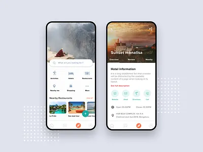 Travelling Application - Concept clean destination flat minimal reviews travel travel app ui uiux white