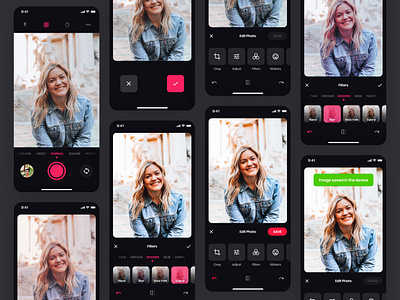 Photo Editing App - All Screens dailyui design designer editing app flat image editing app image editor madewithadobexd minimal photo app photo editing photo editing app ui photo editor photoshop ui uiux ux ux design