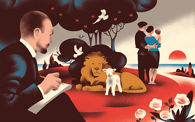 Illustration for Usbek & Rica (2) future history illustration paradise portrait print story utopia vintage