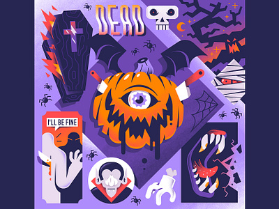 Happy Halloween! character death dracula dribbbleweeklywarmup editorial fire freelance ghost halloween illustration pumkin skull vampire vector