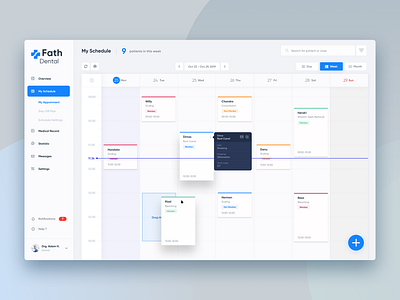 FathDental Schedule appointment calendar dashboard dentist doctor health hospital medical patient schedule ui ux web