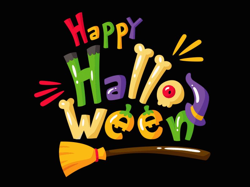 Halloween Text Animation 2d animation 2danimation after effect cute design gif halloween halloween design json kids vector