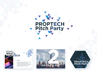 Proptech Pitch Party Branding brand guide branding design invites logo logo design party pitch property developer property marketing real estate real estate branding sticker technology techy