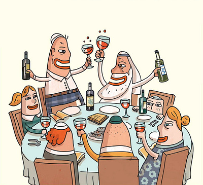 Wine and Holidays. cartoon holiday wine