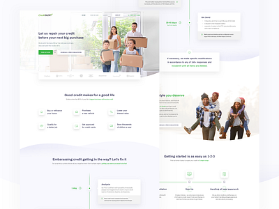 Creditglory 📑 about clean credit design glory homepage interface landing page layout light lp page signup simple typography ui ux web website