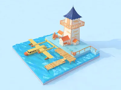Holiday town illustration animation blue c4d design illustration
