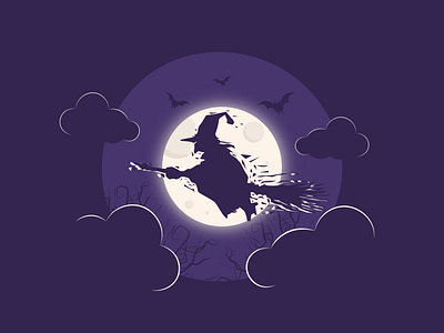 Spooky halloween art bat character design halloween halloween design horror illustration minimal night scary spooky vector witch