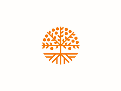 Orange Tree brach fruit icon leaf logo mark orange orchard root symbol tree