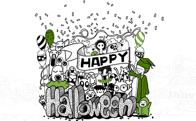 Happy Halloween illustration typography vector