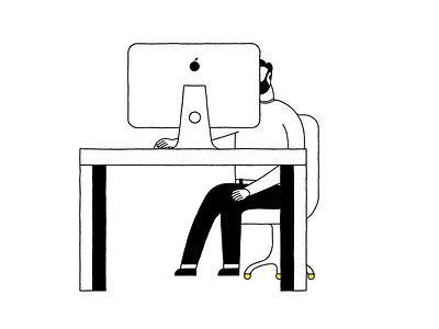 Almost Happy on the Computer animation black design drawing explainer gif graphic design illustration illustrations minimalism minimalist minimalistic minimalistic art vector video yellow