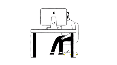 Almost Happy on the Computer animation black design drawing explainer gif graphic design illustration illustrations minimalism minimalist minimalistic minimalistic art vector video yellow