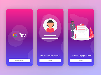 #01 Google Pay Redesign app design branding first screen google google pay gradient illustrations minimal pay payment splash screen start start by startup tez uidesign ux design vector